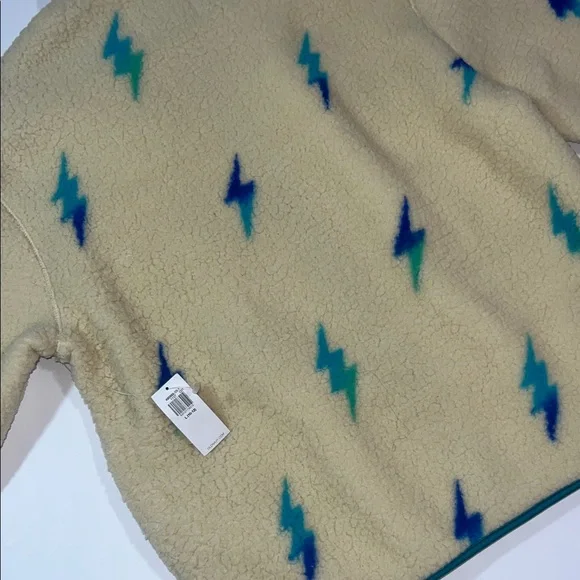 Old Navy Cream Fleece Jacket with Blue and Green Lightning - Picture 9 of 9